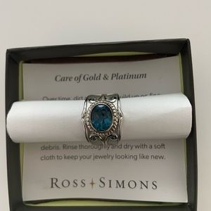 Sterling Silver with 14K Gold London Blue Topaz Ring